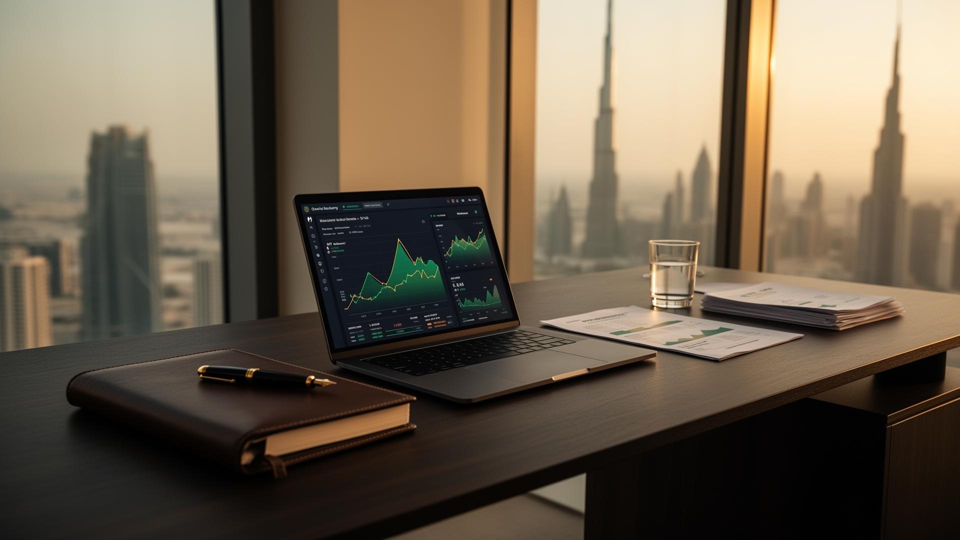 AHB Capital Accounting Services — financial dashboards in a Dubai office